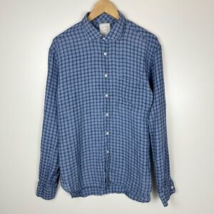 Billy Reid Linen Plaid Button-Down Shirt Standard Cut